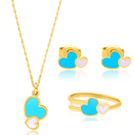 Load image into Gallery viewer, 21K Real Gold Skyblue Hearts Jewelry Set
