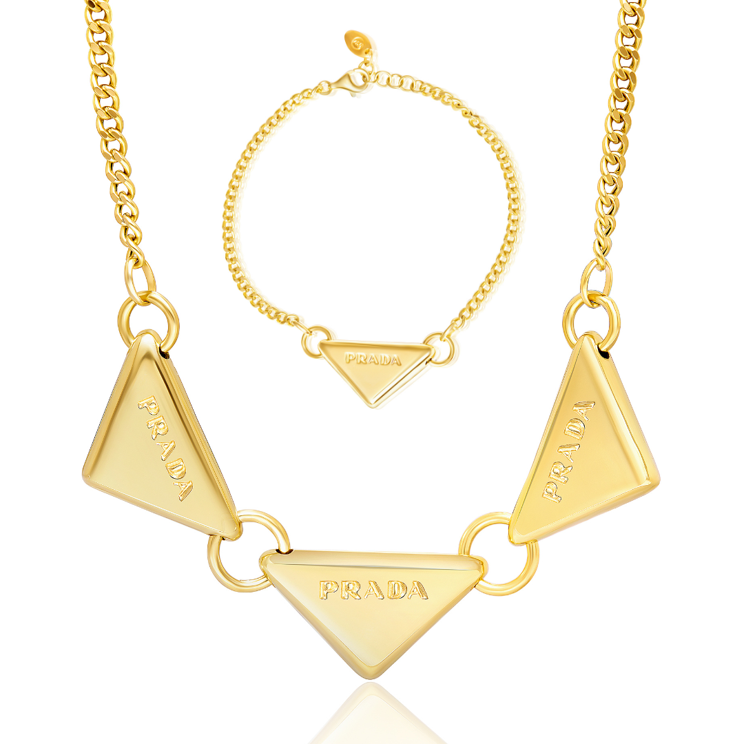 18K Real Gold Elegant Thick Jewelry Set