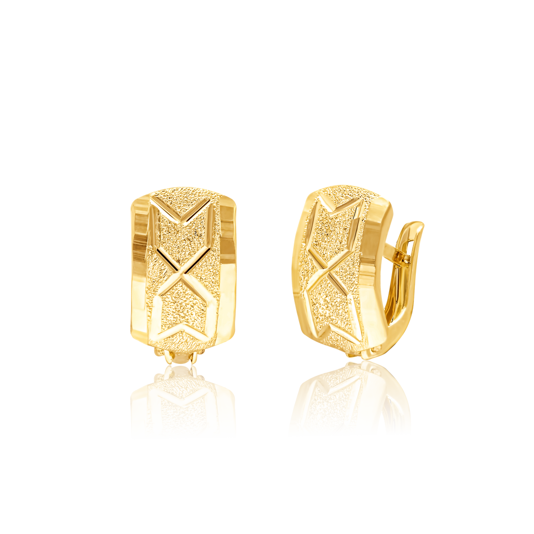 18K Real Gold Curved Clip Jewelry Set