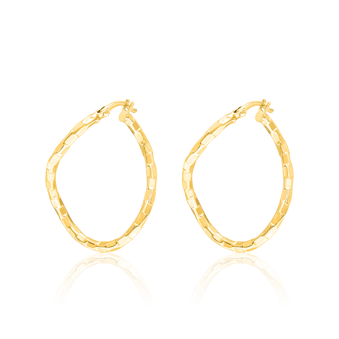 18K Real Gold Twisted Oval Jewelry Set