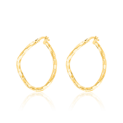 18K Real Gold Twisted Oval Jewelry Set