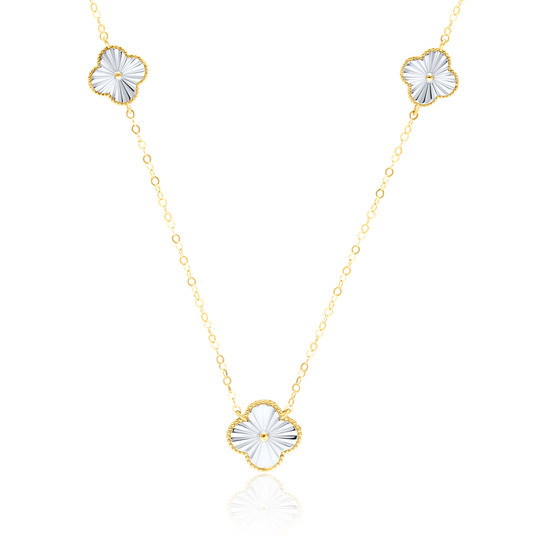 18K Real Gold White Flower Necklace