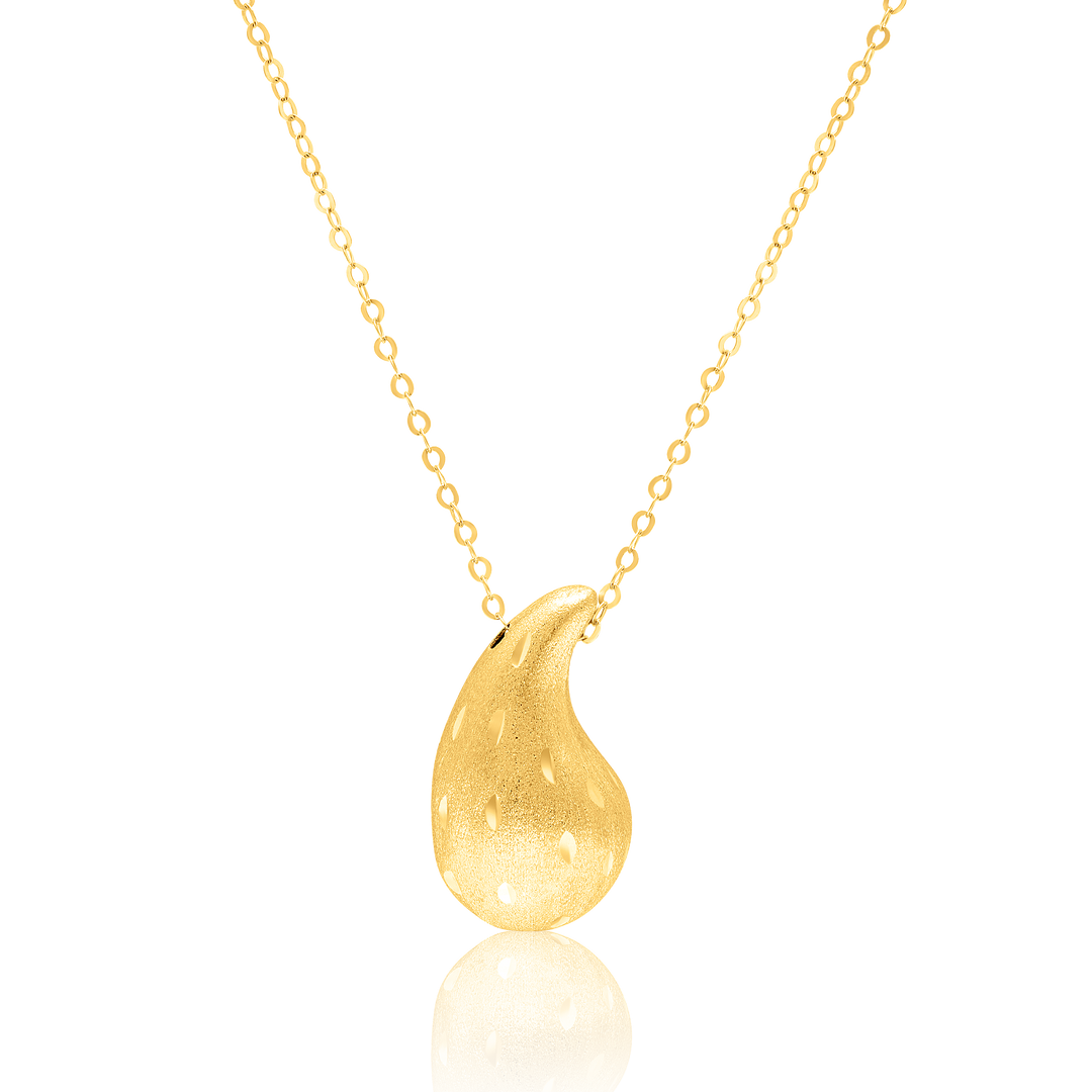 18K Real Gold Curved Drop Necklace