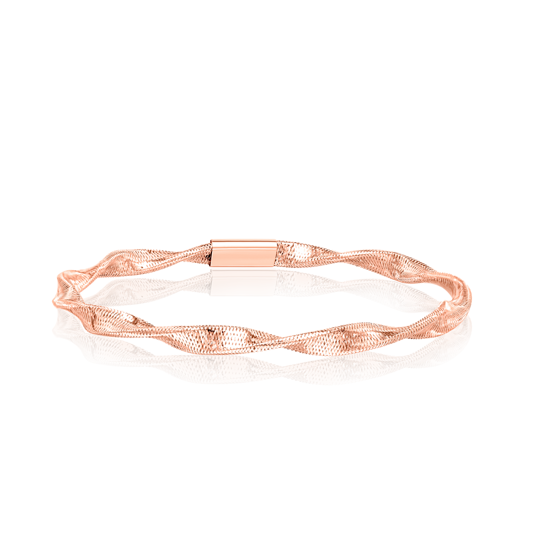 18K Real Gold 3 Color Elastic Bangle Set