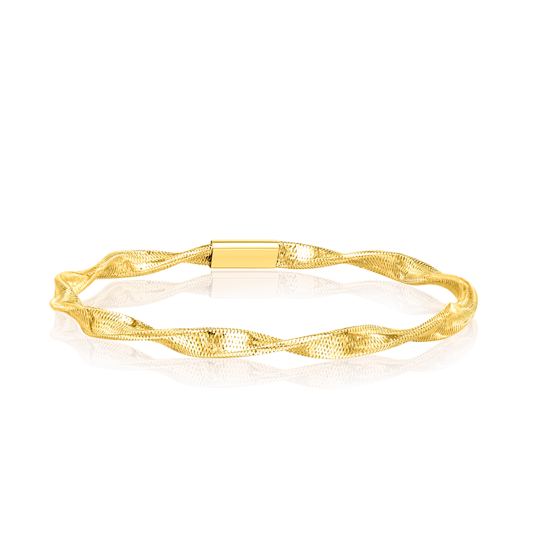 18K Real Gold 3 Color Elastic Bangle Set