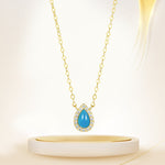Load image into Gallery viewer, 18K Real Gold Skye Blue Stone Necklace
