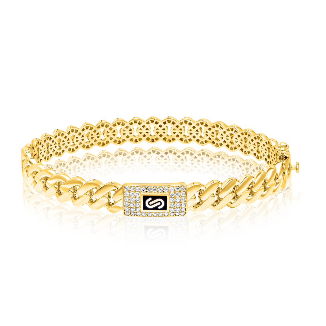 18K Real Gold Elegant Thick Linked Bangle