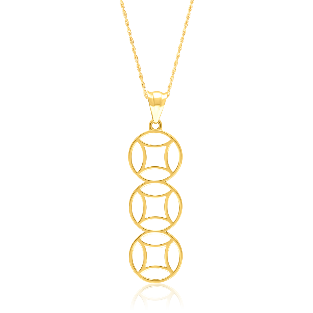 18K Real Gold Hanging Round Necklace