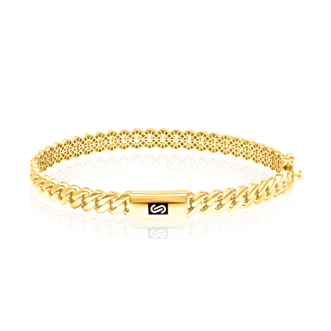 18K Real Gold Elegant Thick Linked Bangle