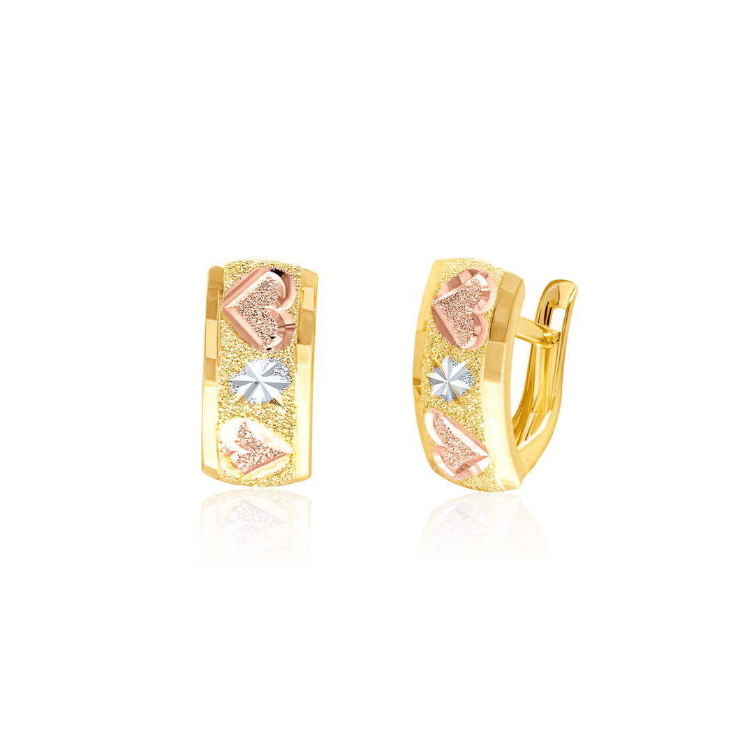 18K Real Gold Curved Clip Earring Set