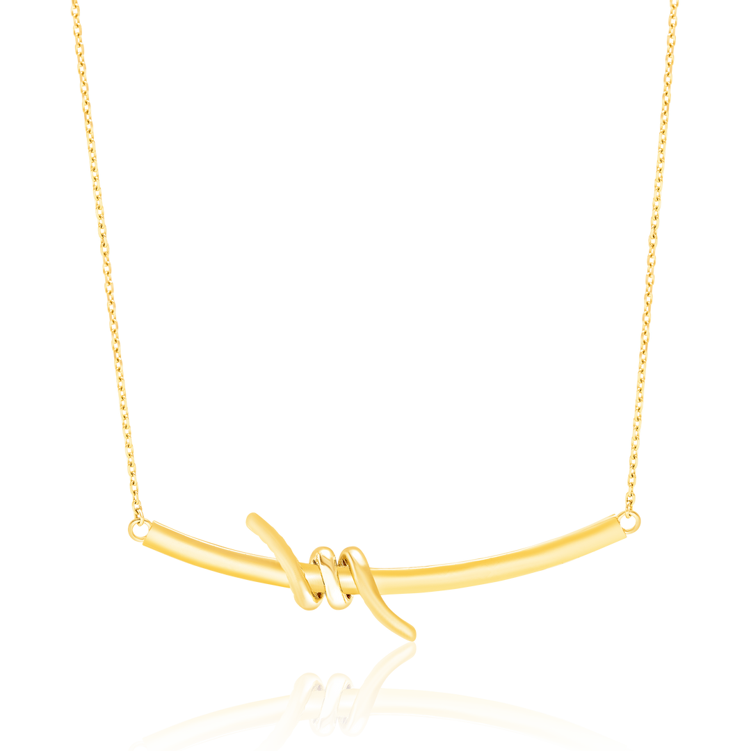 18K Real Gold Twisted Knot Necklace