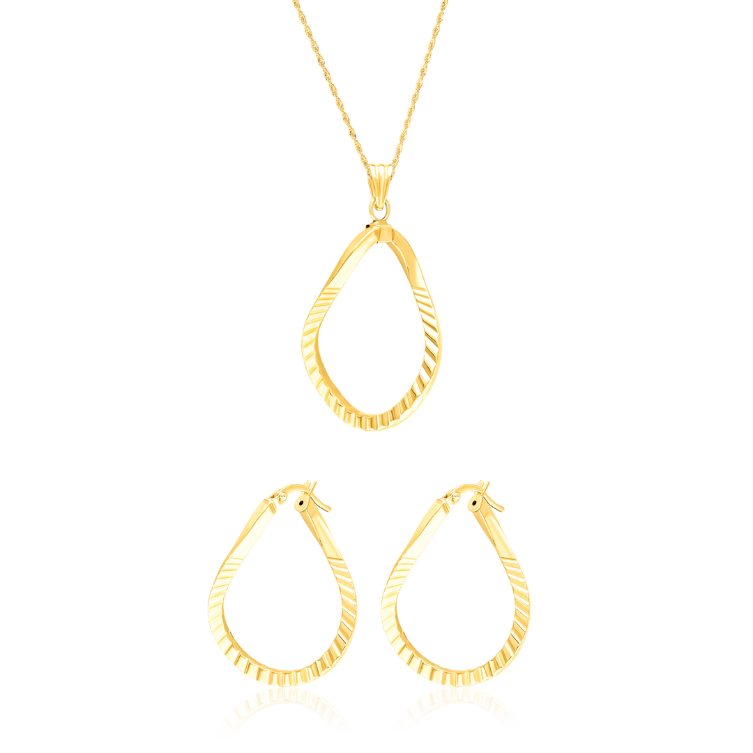 18K Real Gold Oval Jewelry Set