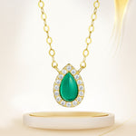 Load image into Gallery viewer, 18K Real Gold Green Stone Necklace

