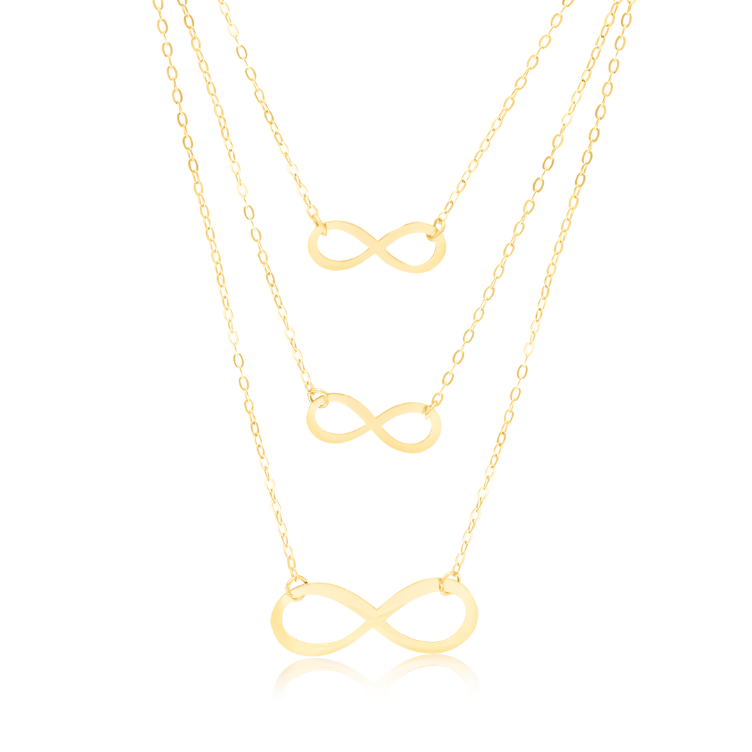 18K Real Gold 3 Layer Infinity Necklace