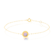 18K Real Gold Round Pink Jewelry Set