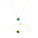 Load image into Gallery viewer, 18K Real Gold Green Round Jewelry Set

