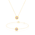 Load image into Gallery viewer, 18K Real Gold Round Pink Jewelry Set
