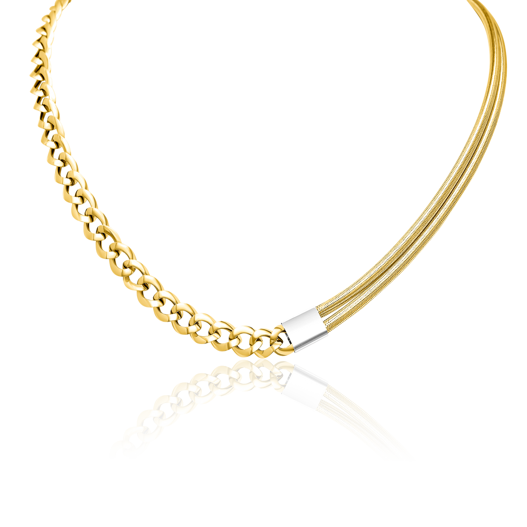 18K Real Gold Thick Linked Necklace