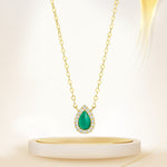 Load image into Gallery viewer, 18K Real Gold Green Stone Necklace
