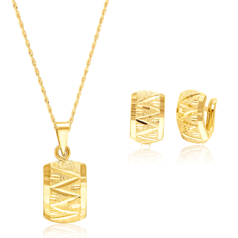 18K Real Gold Curved Clip Jewelry Set