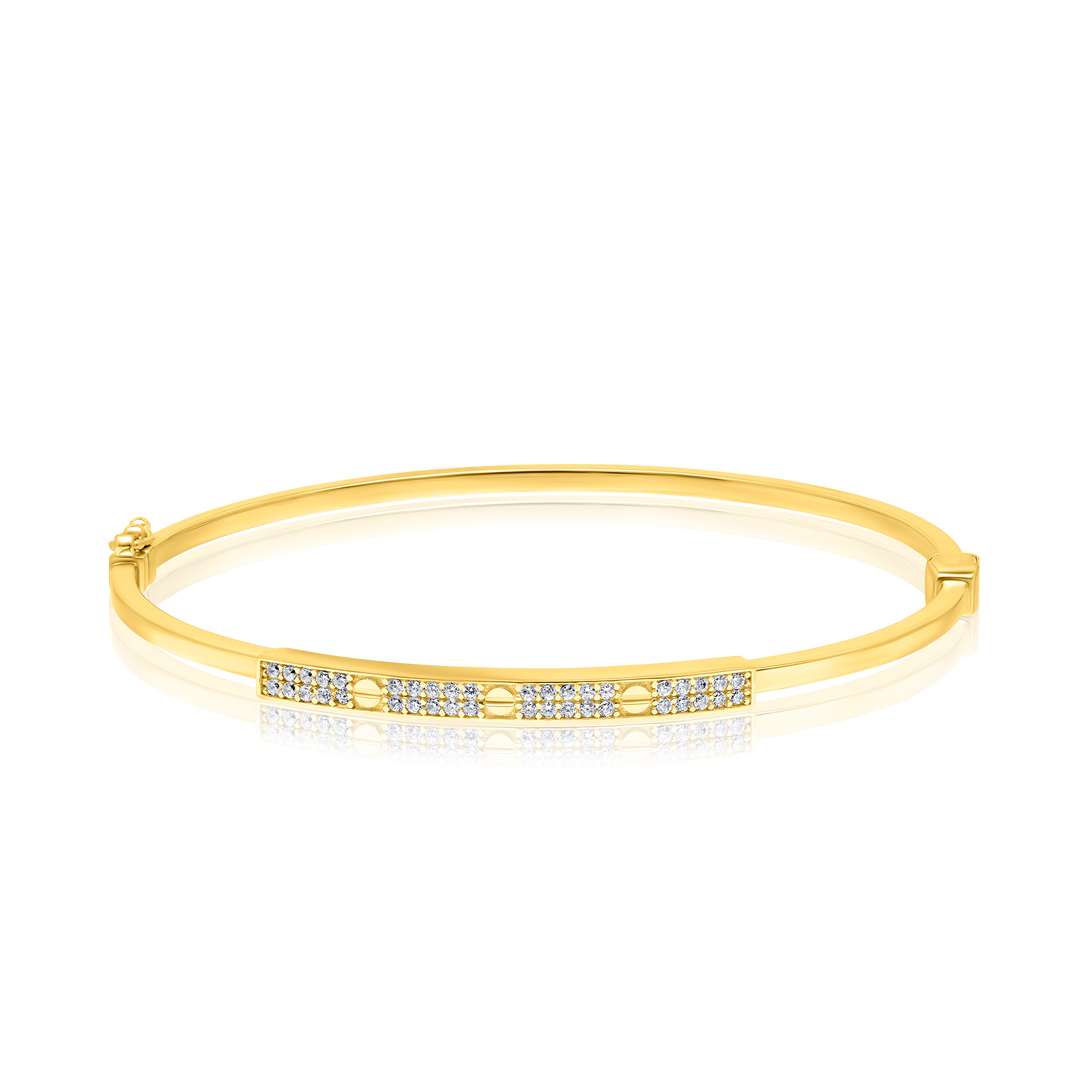 18K Real Gold Elegant Stone Bangle
