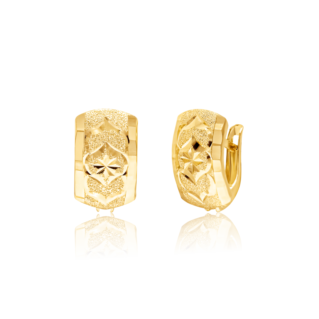 18K Real Gold Curved Clip Jewelry Set
