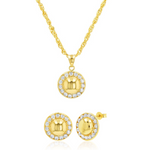 Load image into Gallery viewer, 18K Real Gold Round Stone Jewelry Set
