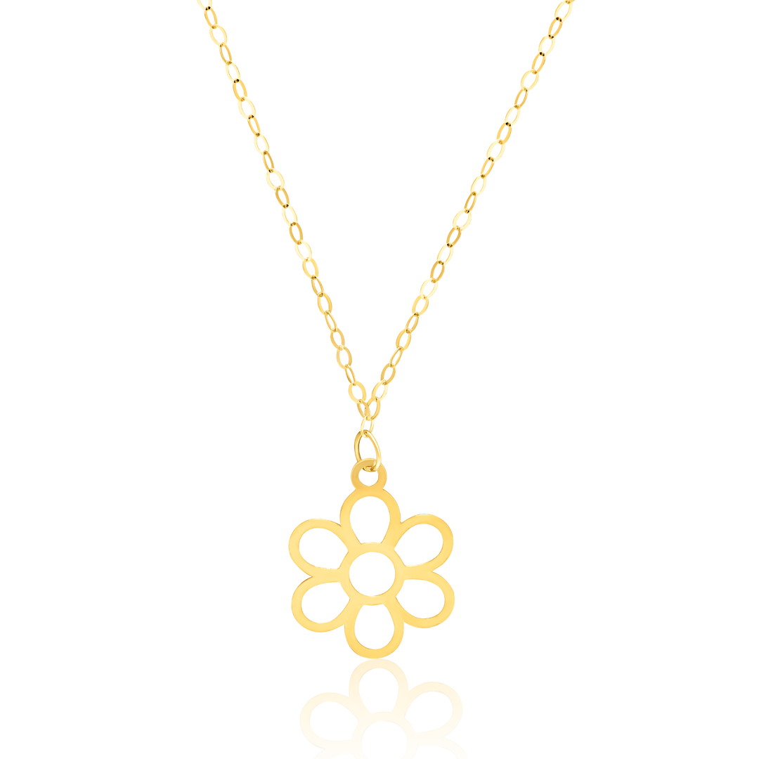 18K Real Gold Flower Necklace