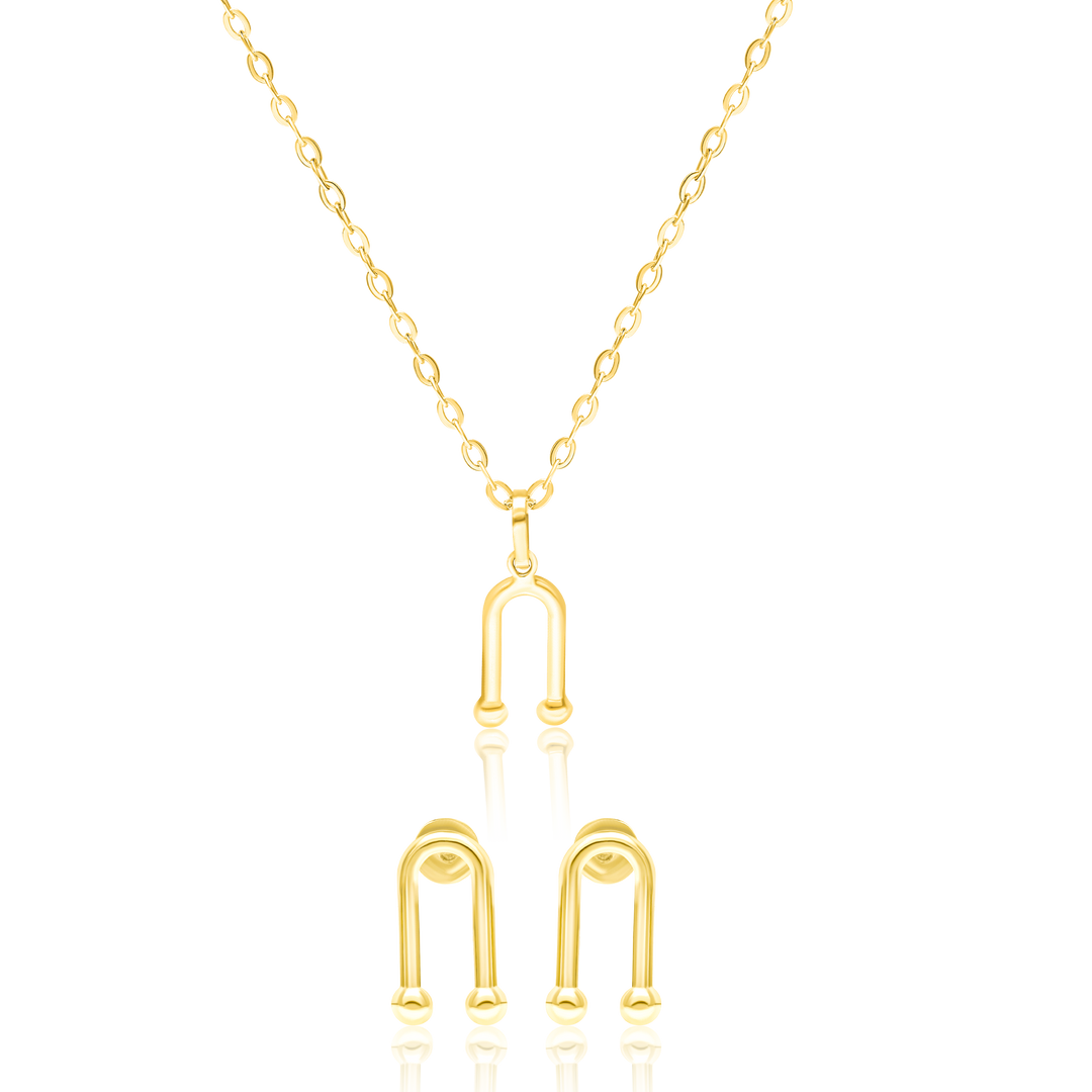 18K Real Gold Jewelry Set