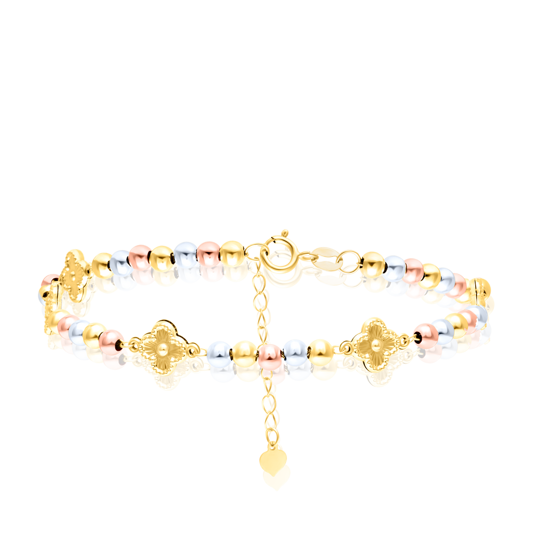 18K Real Gold 3 Color Seed Flower Bracelet