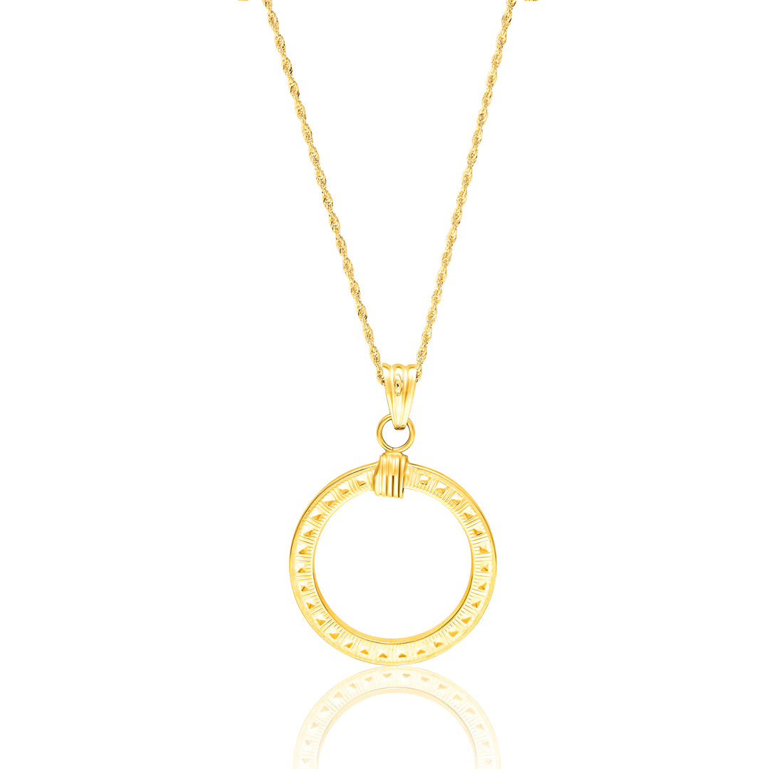 18K Real Gold Round Necklace