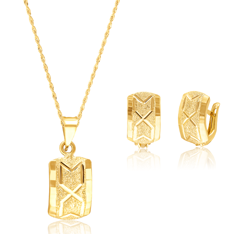 18K Real Gold Curved Clip Jewelry Set