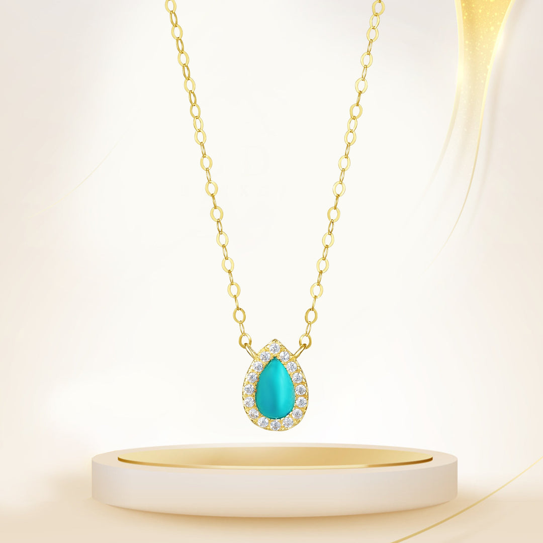 18K Real Gold Skye Blue Stone Necklace