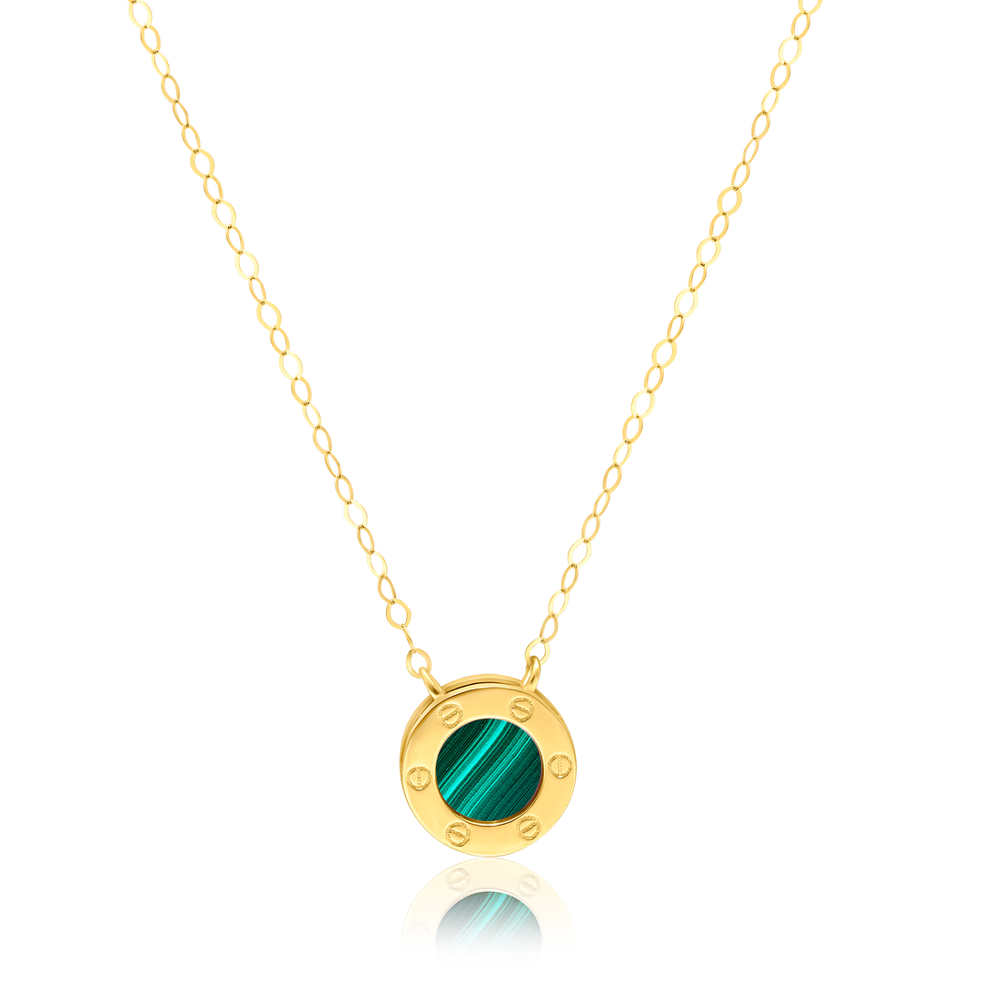 18K Real Gold Green Round Jewelry Set