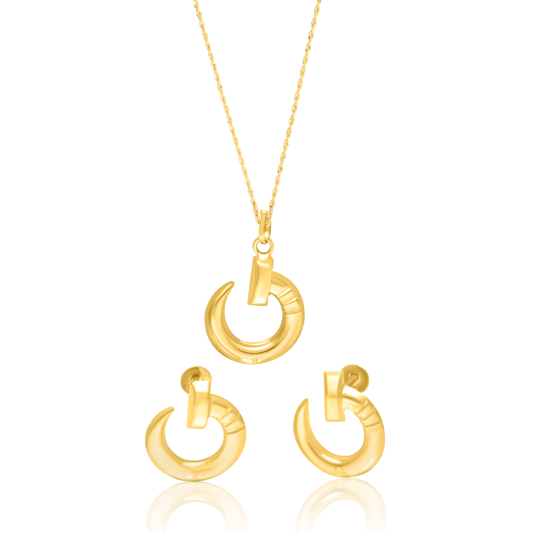18K Real Gold Curved Nail Screw Jewelry Set