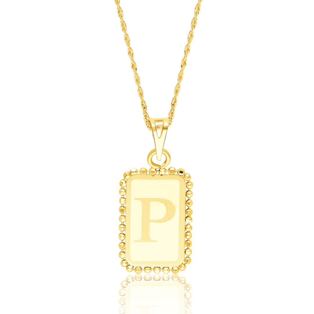 18K Real Gold Letter P Seed Necklace