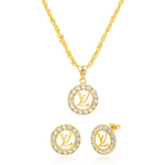 Load image into Gallery viewer, 18K Real Gold L.V Round Stone Jewelry Set