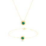 Load image into Gallery viewer, 18K Real Gold Green Round Jewelry Set
