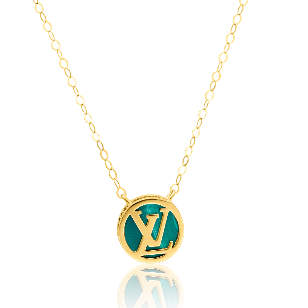 18K Real Gold Green L.V Pink Jewelry Set