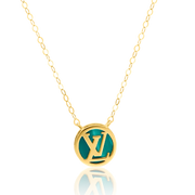 18K Real Gold Green L.V Pink Jewelry Set