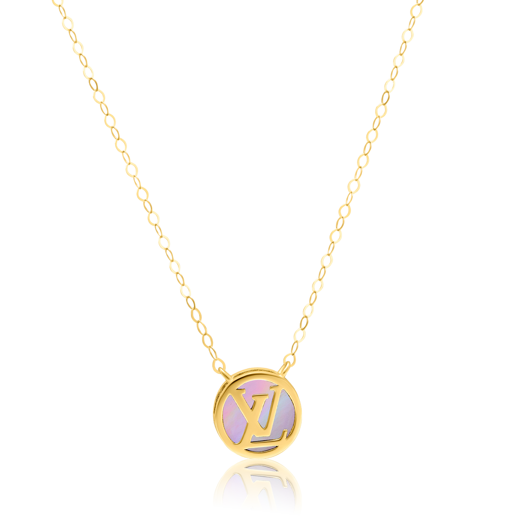 18K Real Gold Round Pink L.V Jewelry Set