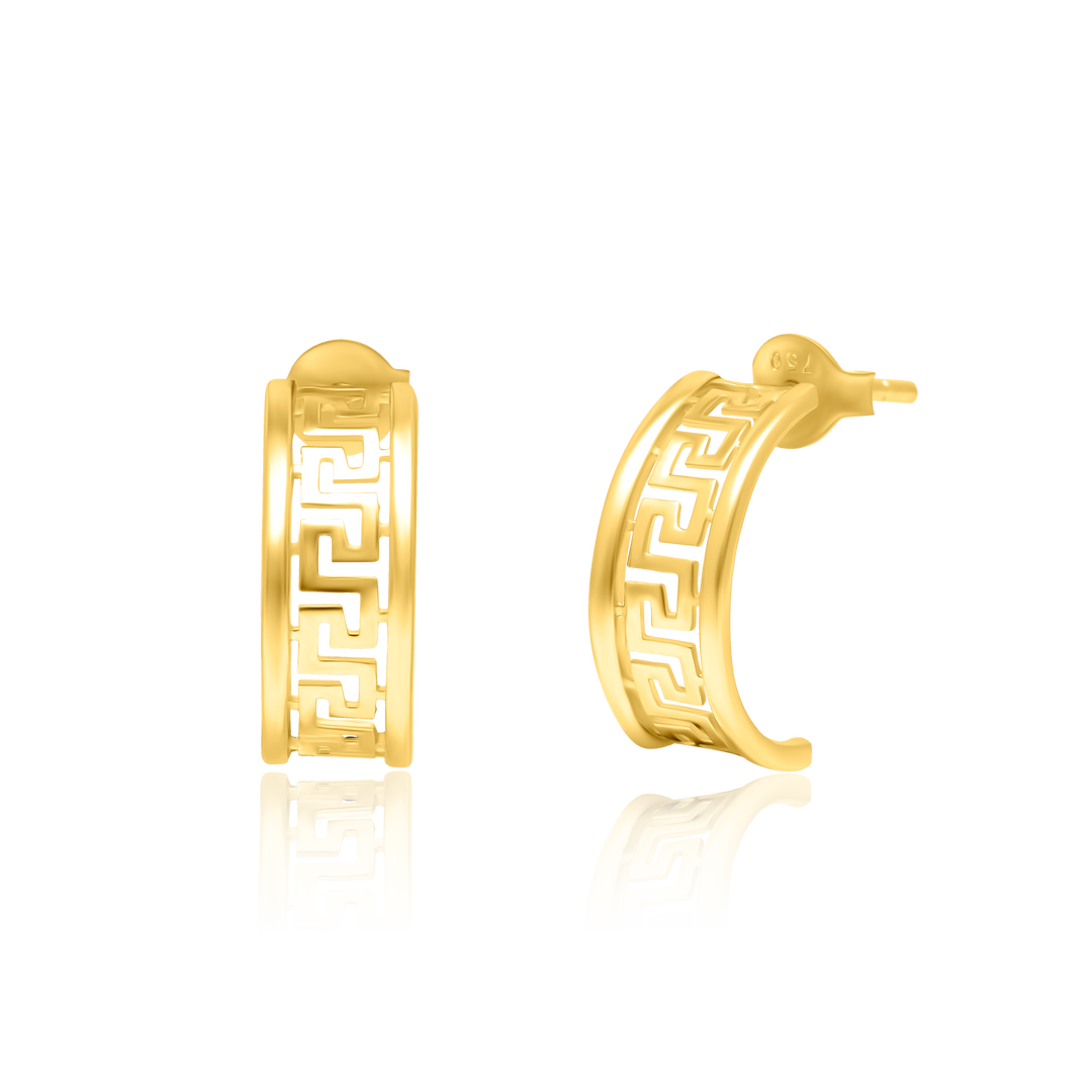 18K Real Gold Half Curved Earring Set