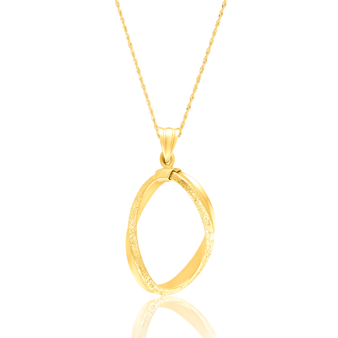 18K Real Gold Oval Twisted Necklace