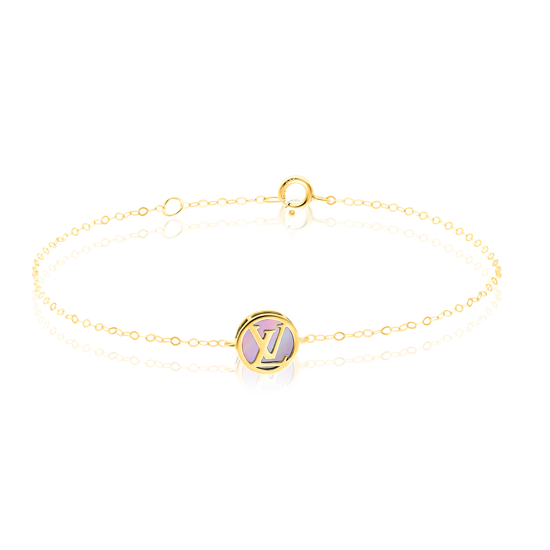 18K Real Gold Round Pink L.V Jewelry Set