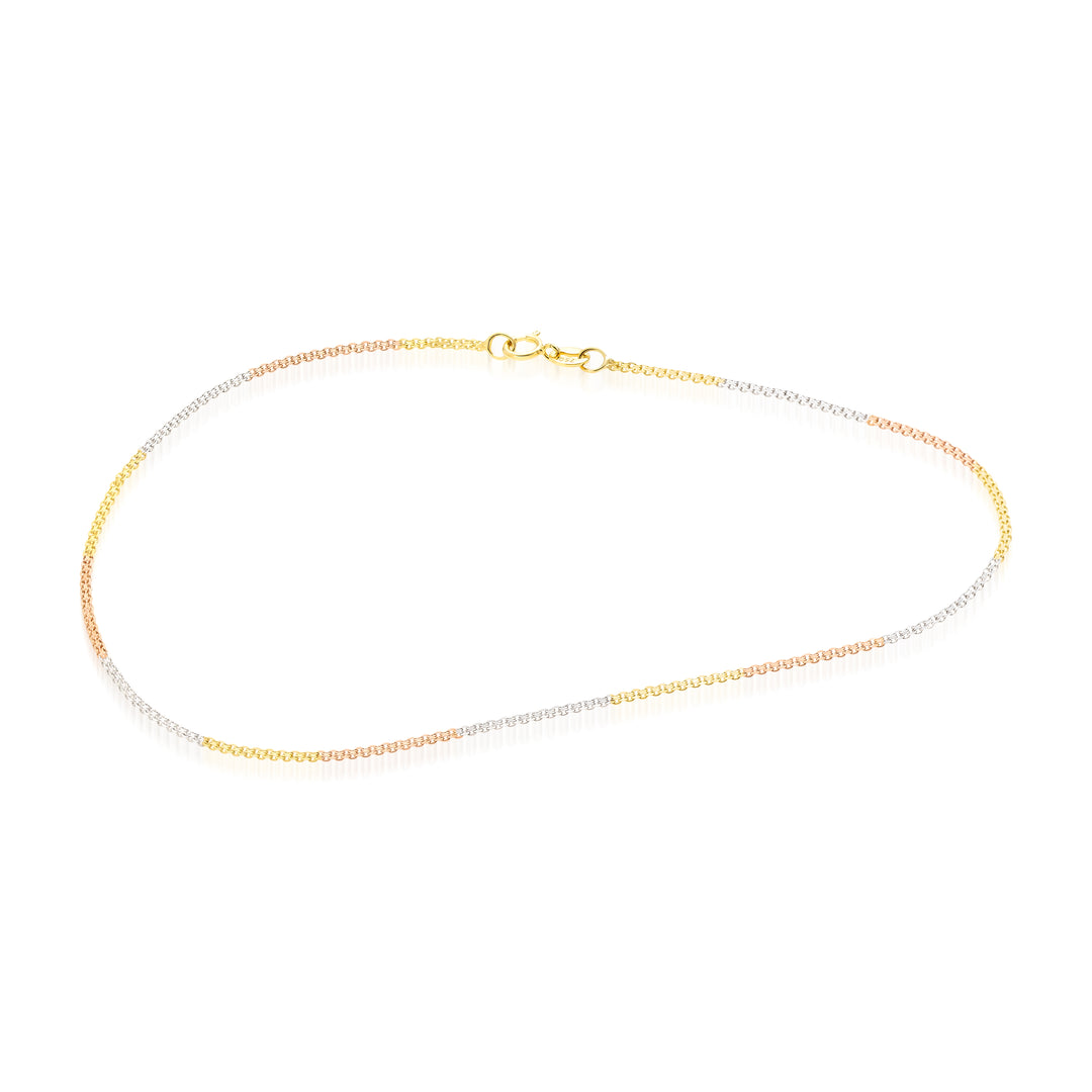 18K Real Gold 3 Color Thin Anklet