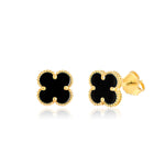 Load image into Gallery viewer, 18K Real Gold V.C Black Earrings