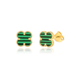 Load image into Gallery viewer, 18K Real Gold V.C Green Earrings
