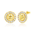 Load image into Gallery viewer, 18K Real Gold Round Stone Earrings