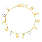 Load image into Gallery viewer, 18K Real Gold 2 Color Hanging Key Heart Anklet
