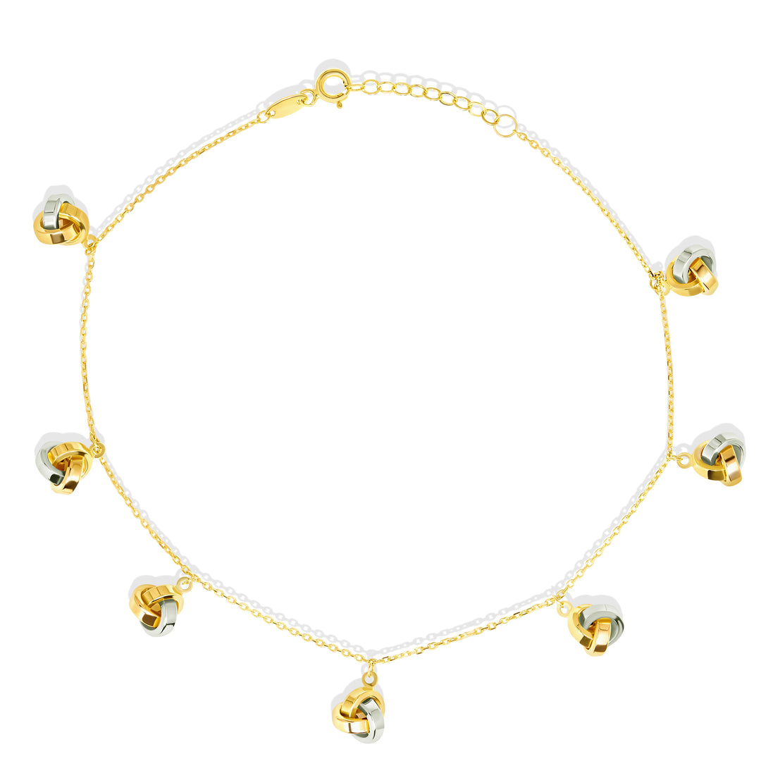 18K Real Gold 2 Color Hanging Knot Anklet